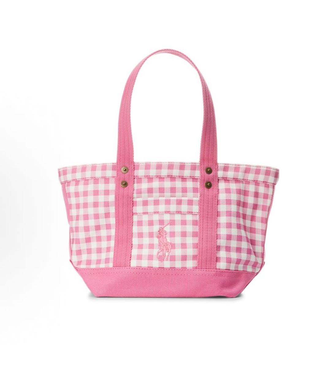 POLO RALPH LAUREN Розовая тканевая сумка тоут, фото 5