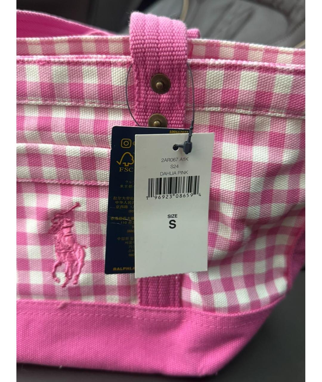 POLO RALPH LAUREN Розовая тканевая сумка тоут, фото 4