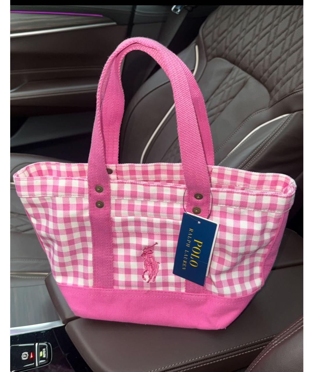 POLO RALPH LAUREN Розовая тканевая сумка тоут, фото 2