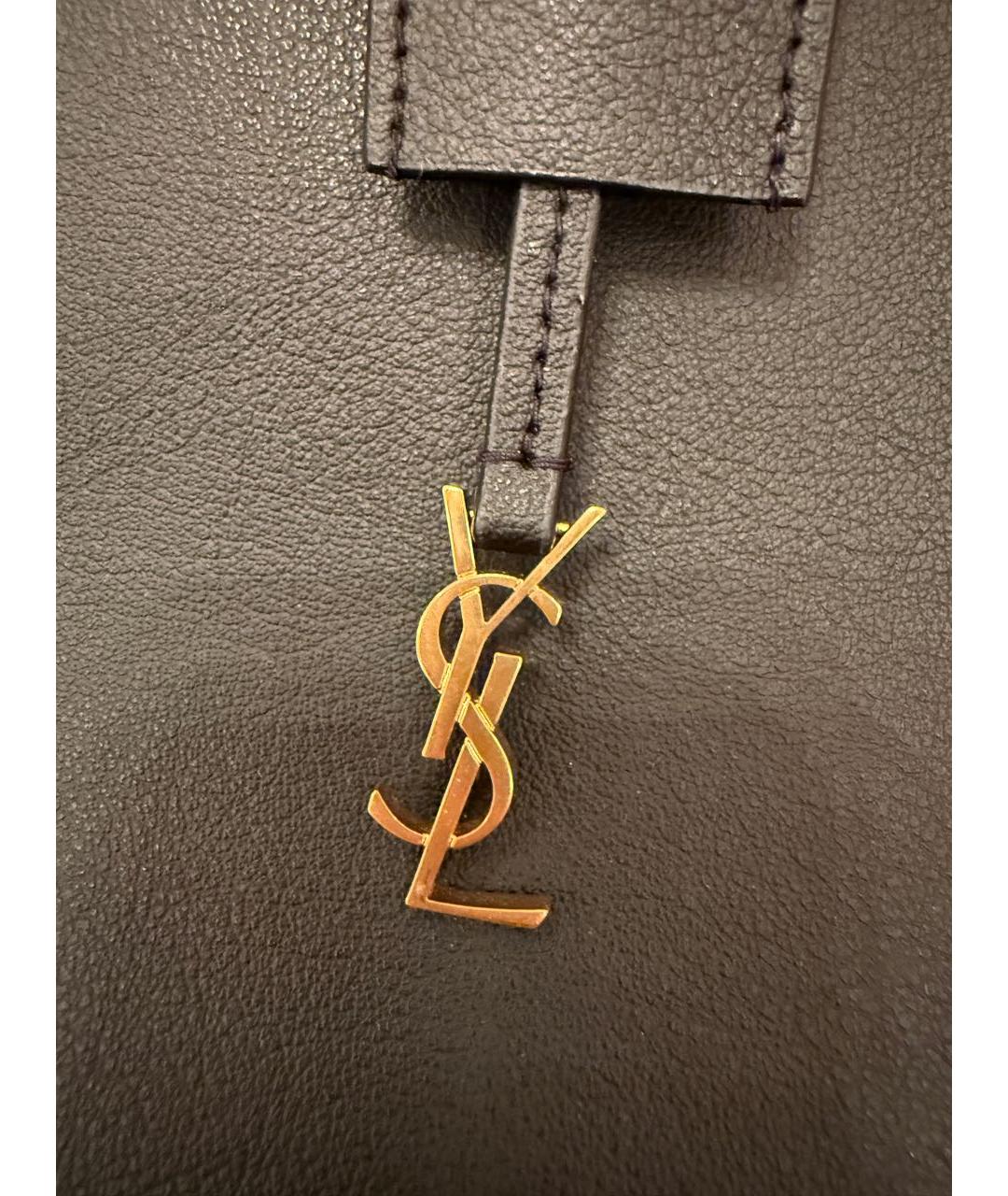 SAINT LAURENT Черная кожаная сумка тоут, фото 7