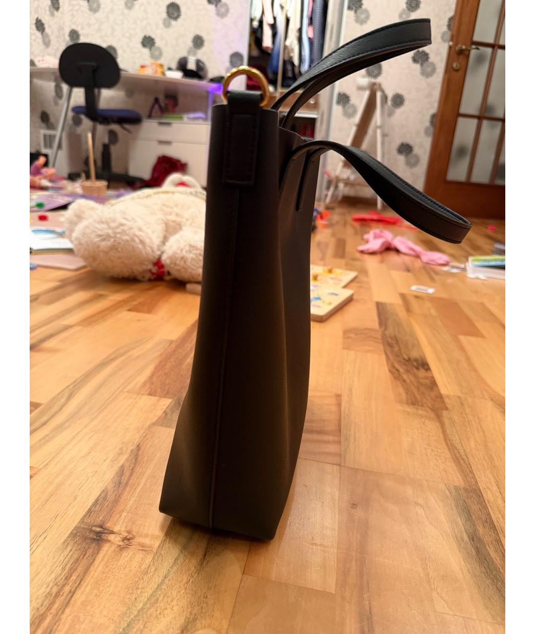 SAINT LAURENT Черная кожаная сумка тоут, фото 3