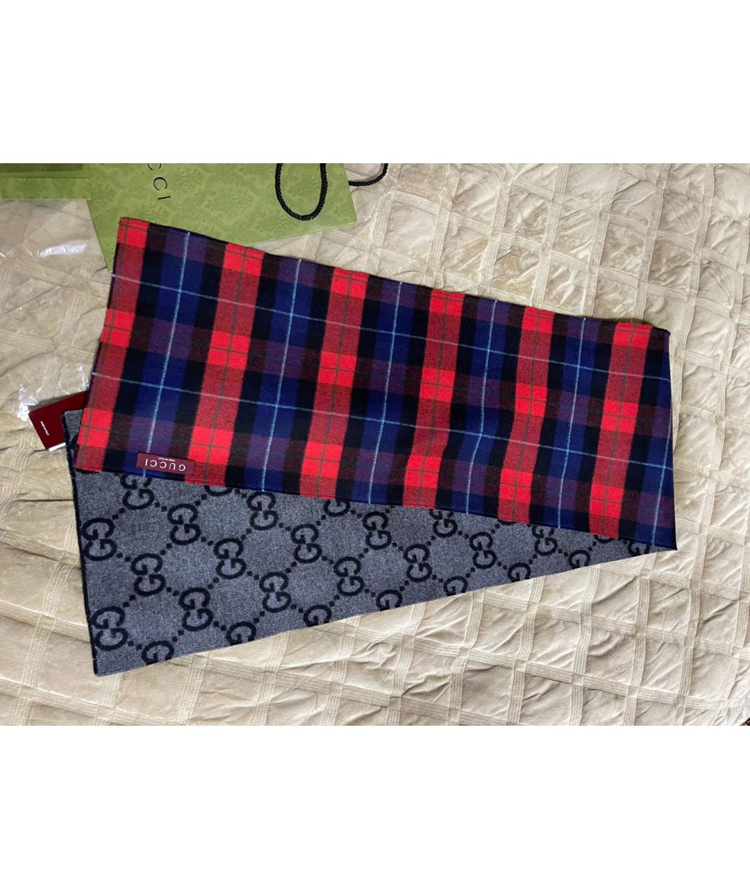 GUCCI Мульти шерстяной шарф, фото 8