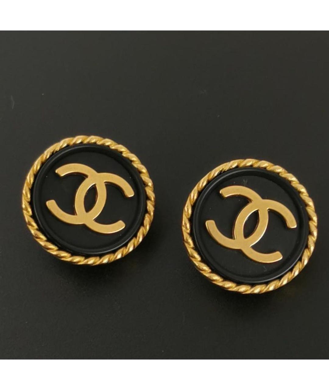 CHANEL Черные позолоченные клипсы, фото 5