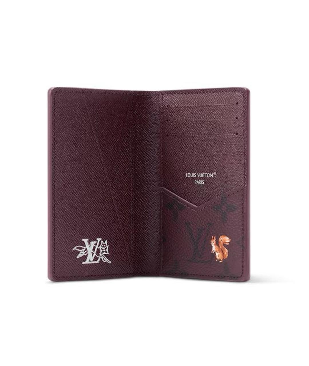 LOUIS VUITTON Бордовый кожаный кошелек, фото 3