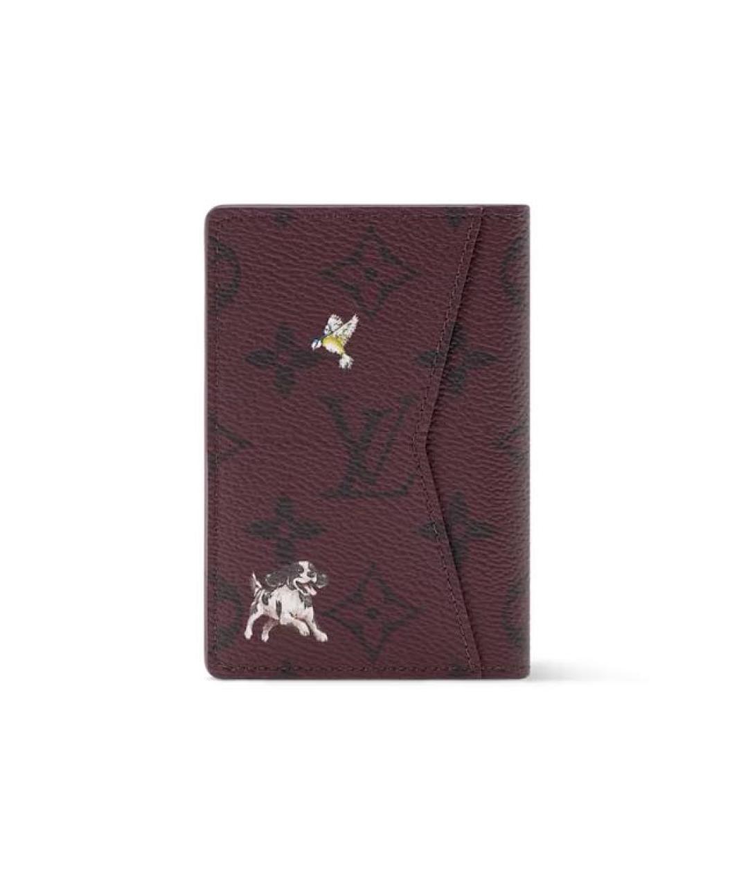 LOUIS VUITTON Бордовый кожаный кошелек, фото 5