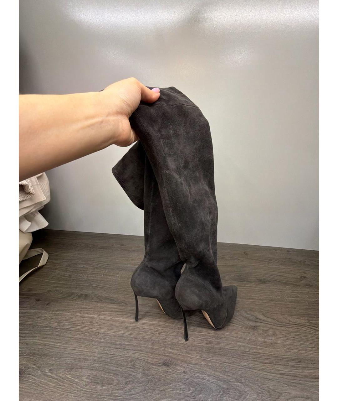 CASADEI Серые замшевые ботфорты, фото 5
