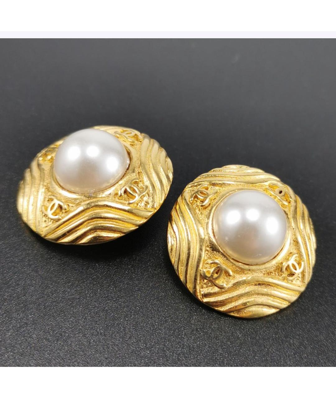 CHANEL Золотые позолоченные клипсы, фото 4