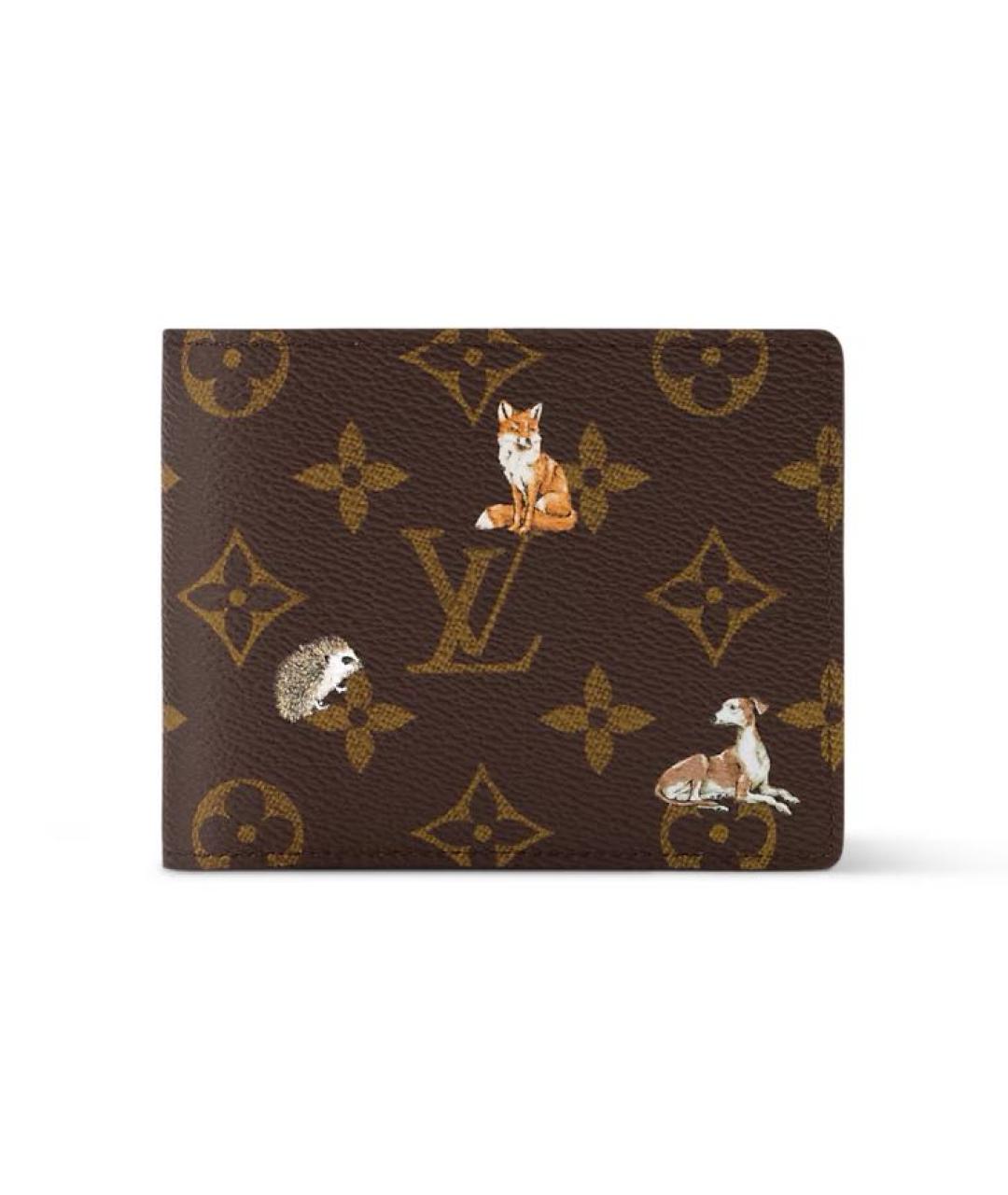 LOUIS VUITTON Коричневый кожаный кошелек, фото 1