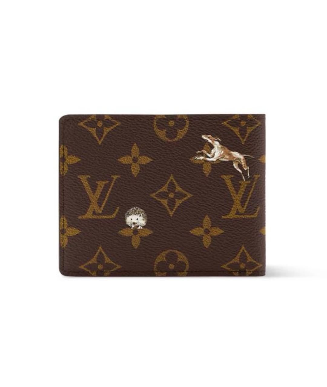 LOUIS VUITTON Коричневый кожаный кошелек, фото 5