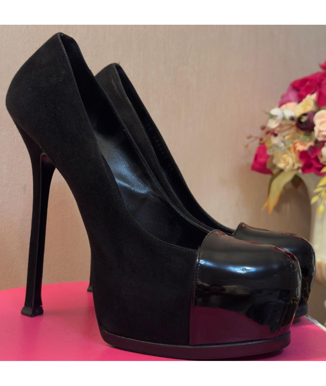 SAINT LAURENT Черные замшевые туфли, фото 5