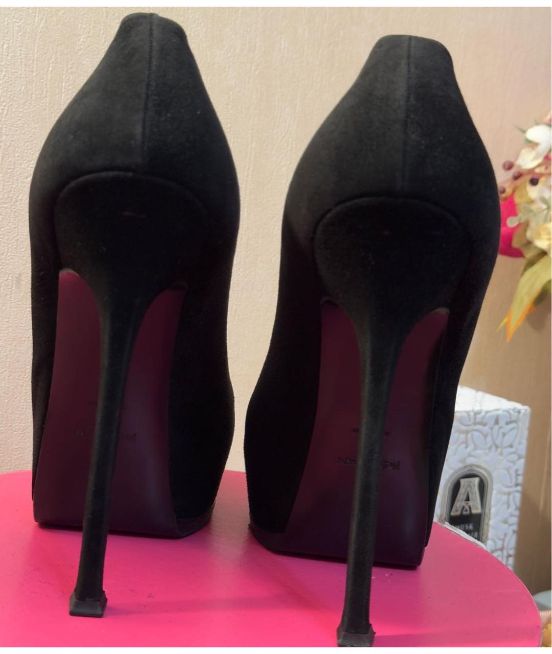 SAINT LAURENT Черные замшевые туфли, фото 4