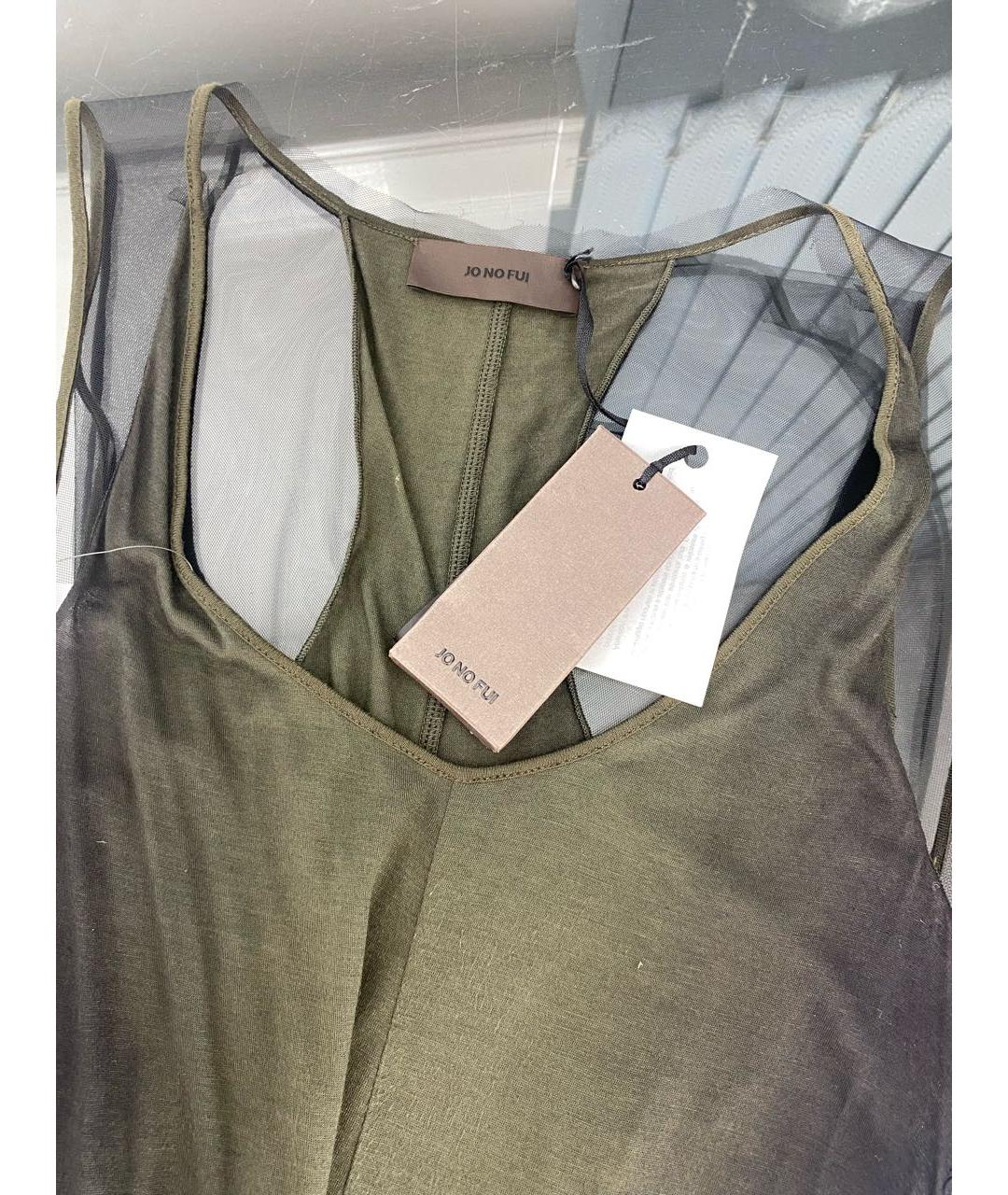 JO NO FUI Хаки вискозное коктейльное платье, фото 3