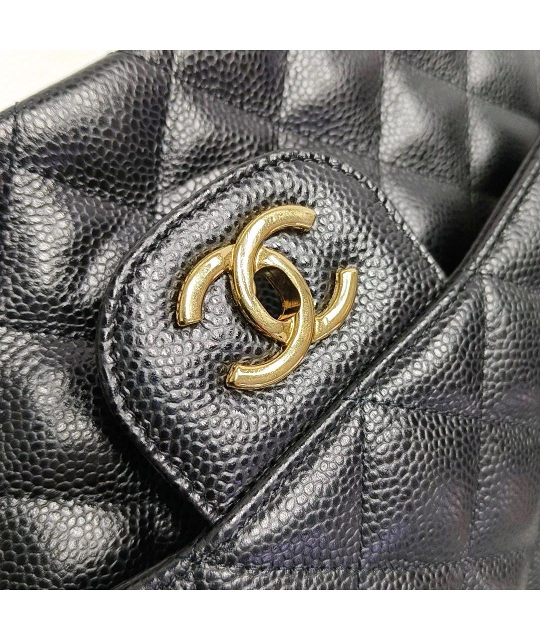 CHANEL Черная кожаная сумка тоут, фото 7