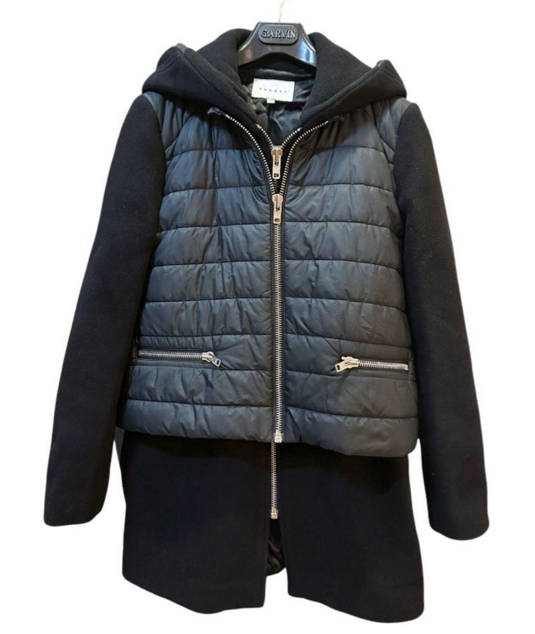 SANDRO Черное шерстяное пальто, фото 7