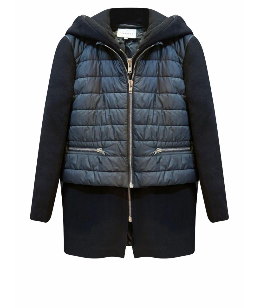 SANDRO Черное шерстяное пальто, фото 1