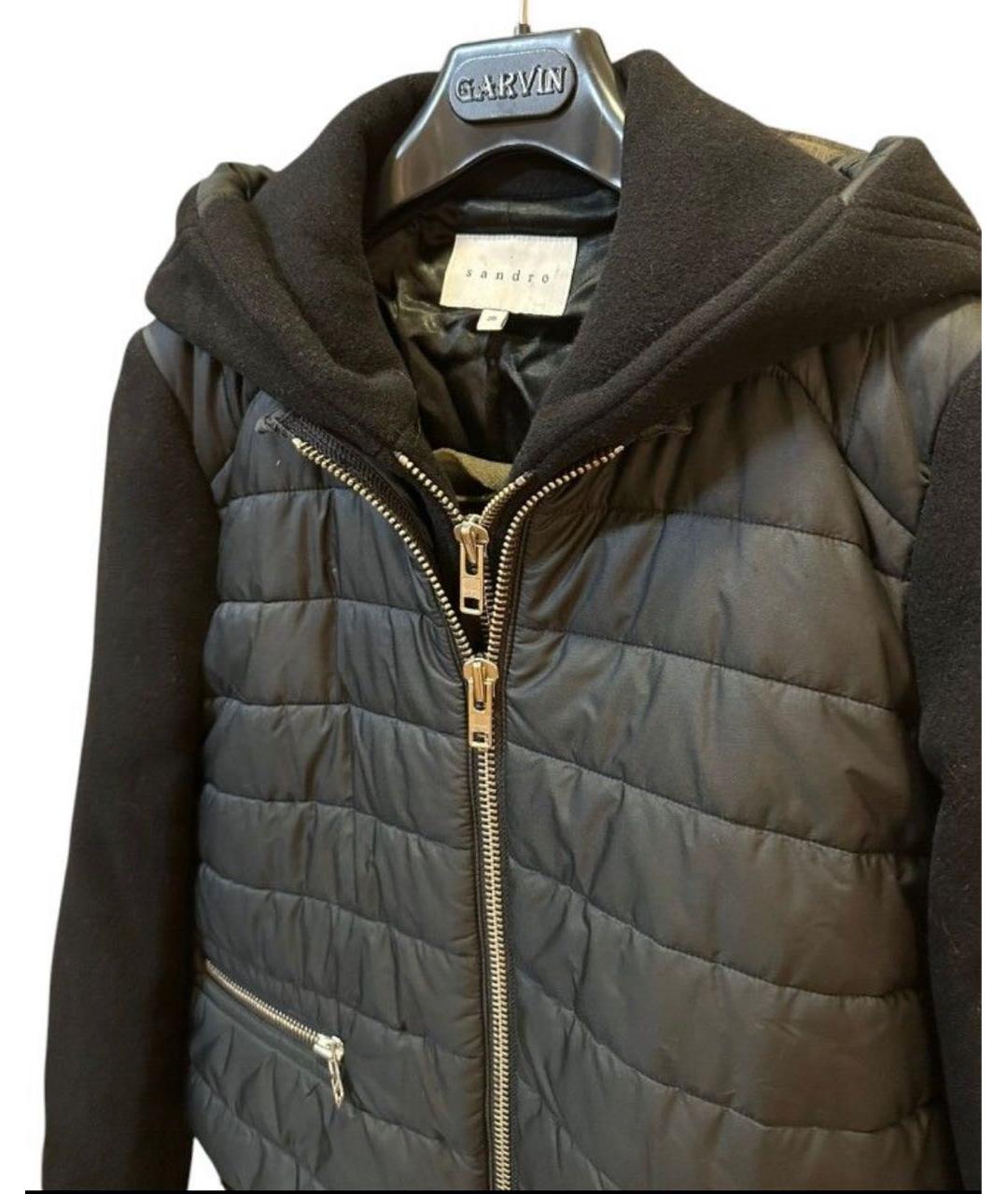 SANDRO Черное шерстяное пальто, фото 5