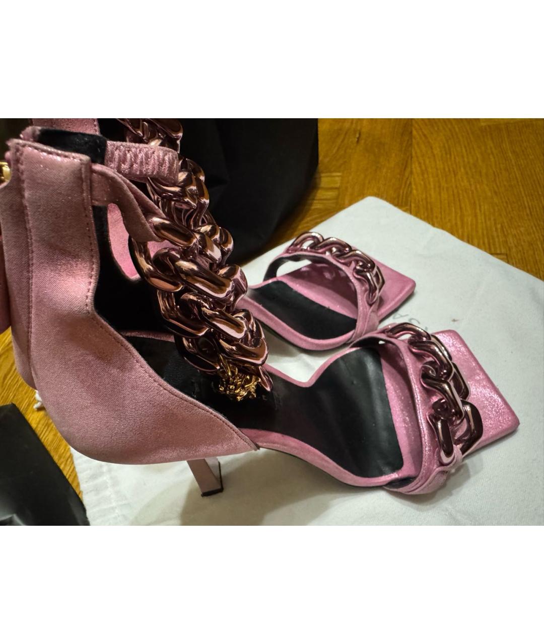 VERSACE Розовые текстильные босоножки, фото 2