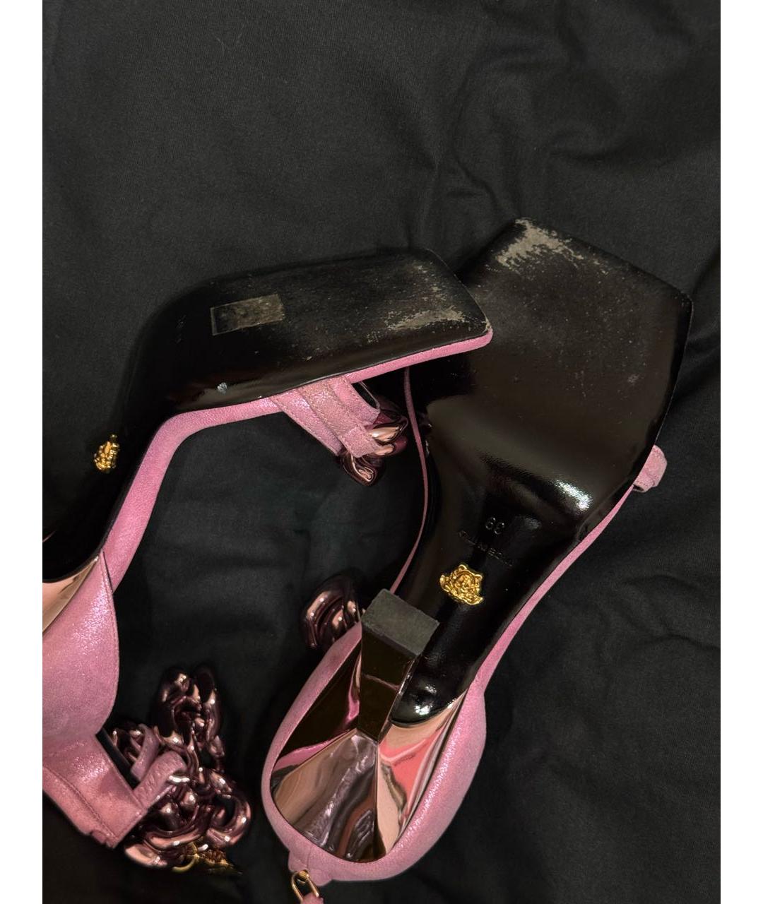 VERSACE Розовые текстильные босоножки, фото 5