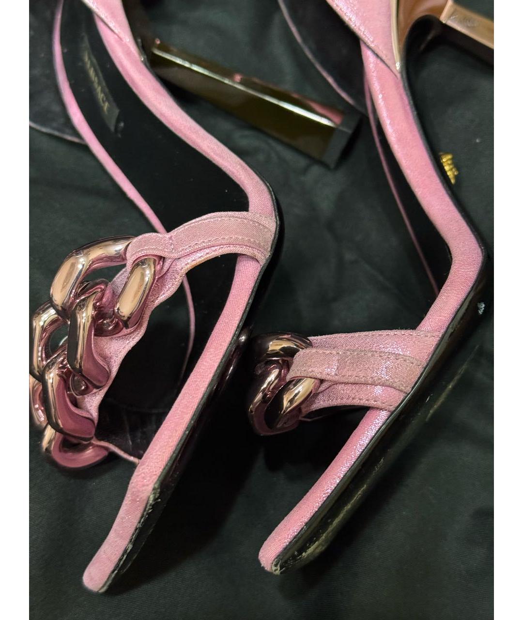 VERSACE Розовые текстильные босоножки, фото 7