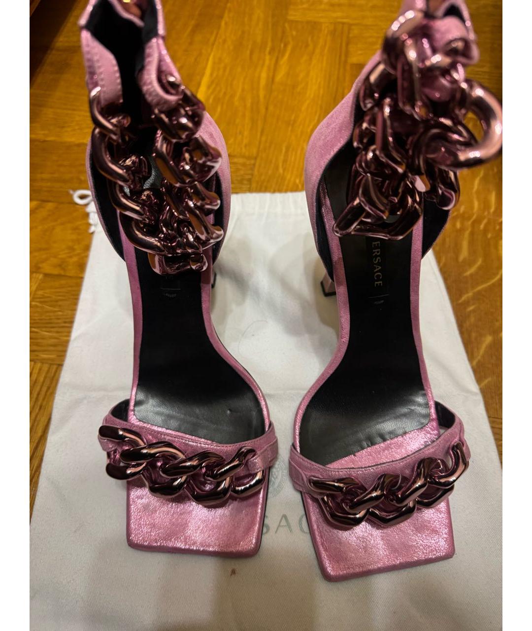 VERSACE Розовые текстильные босоножки, фото 3