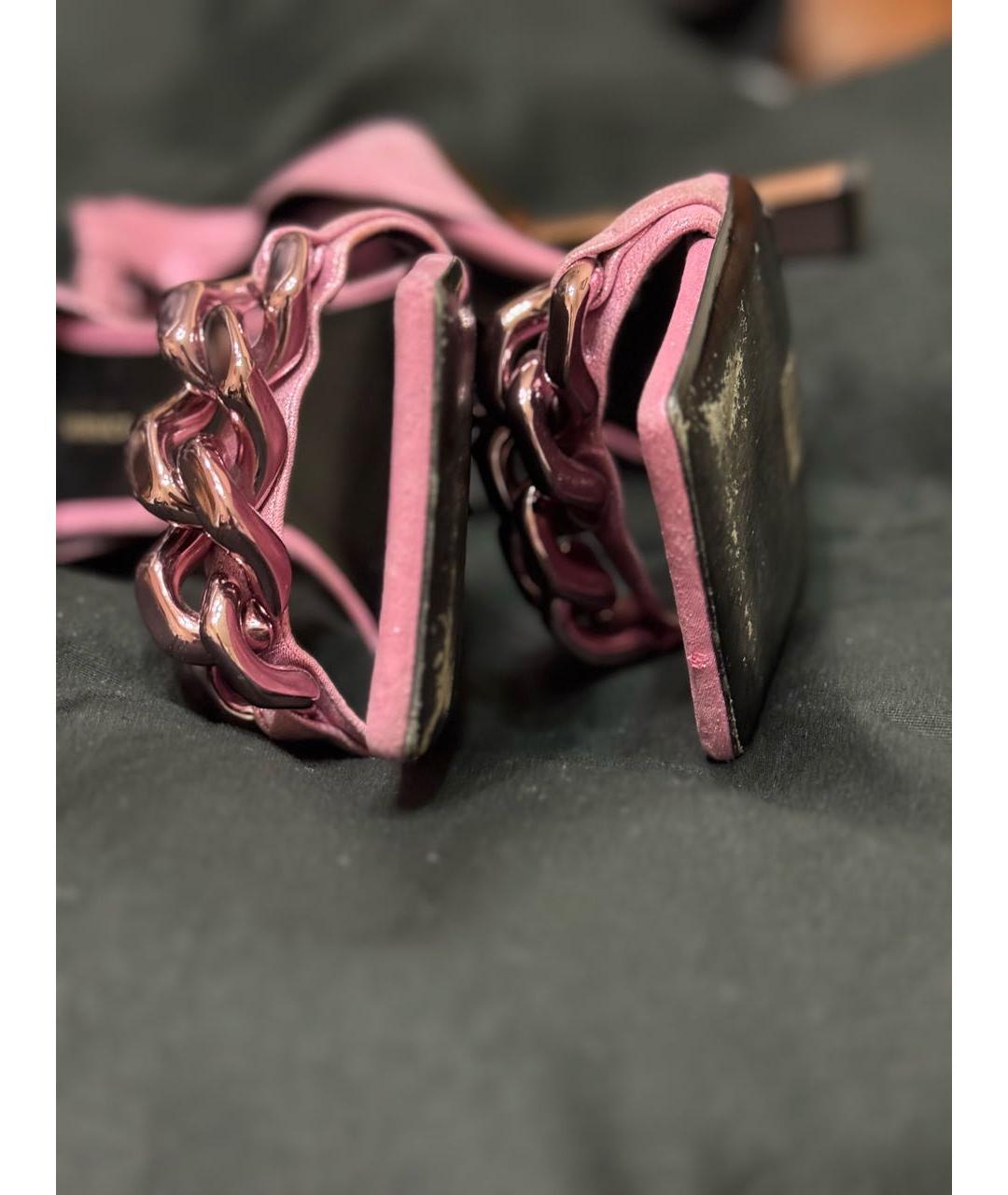 VERSACE Розовые текстильные босоножки, фото 8