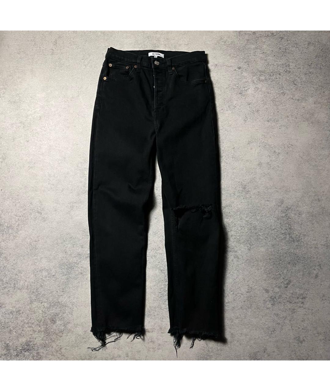 Re done Черные хлопко-эластановые прямые джинсы, фото 9