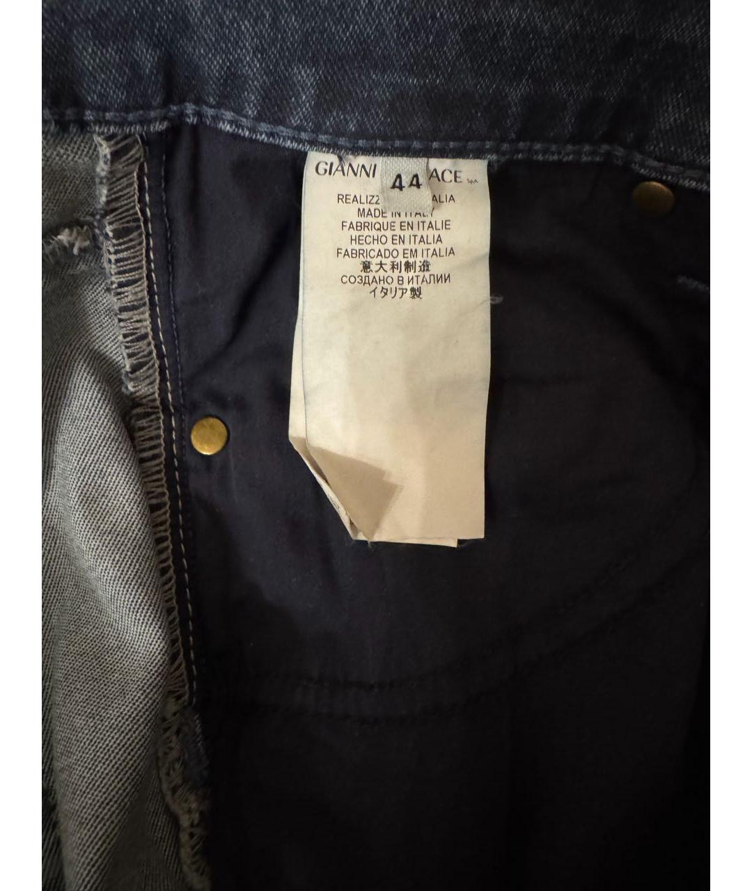 VERSACE COLLECTION Синие хлопко-эластановые джинсы слим, фото 3