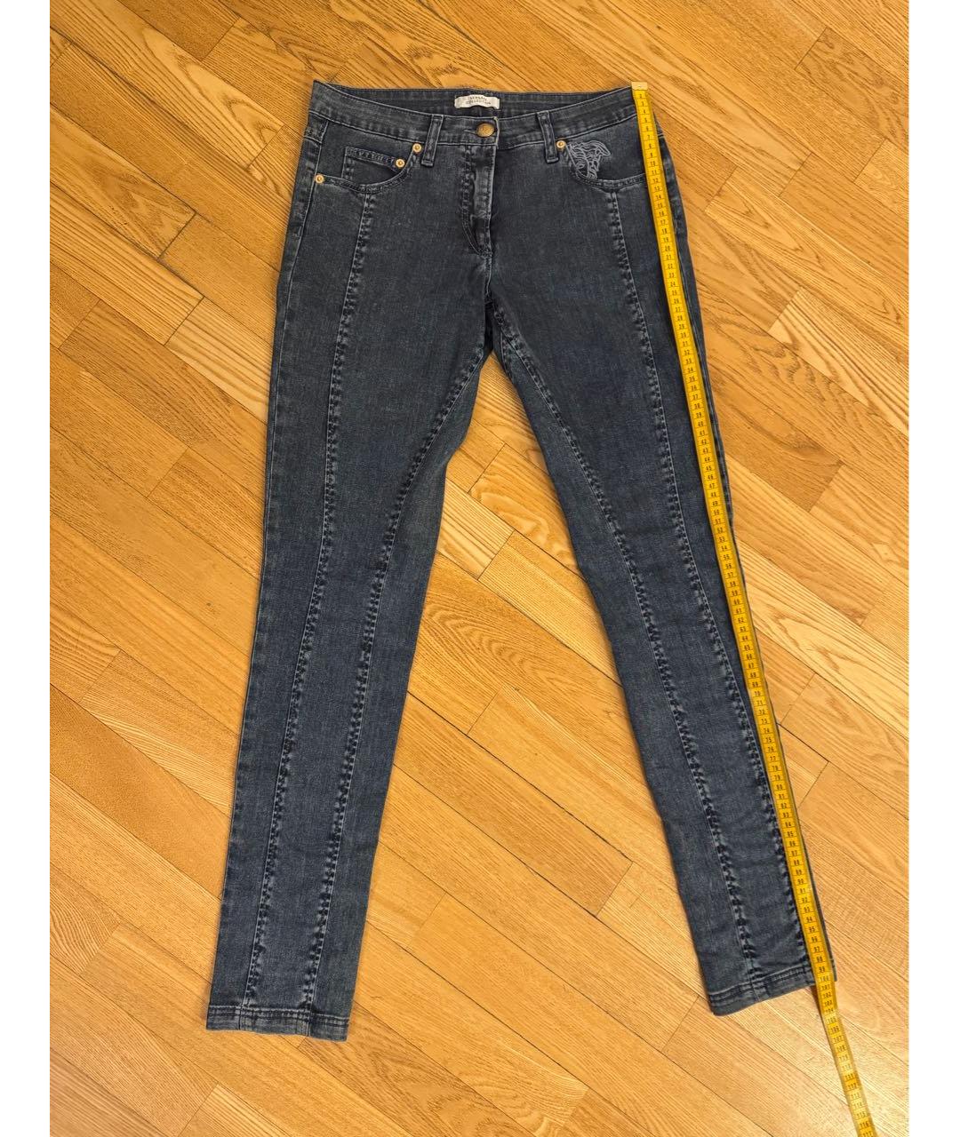 VERSACE COLLECTION Синие хлопко-эластановые джинсы слим, фото 7