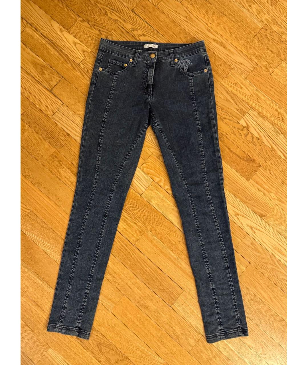 VERSACE COLLECTION Синие хлопко-эластановые джинсы слим, фото 9