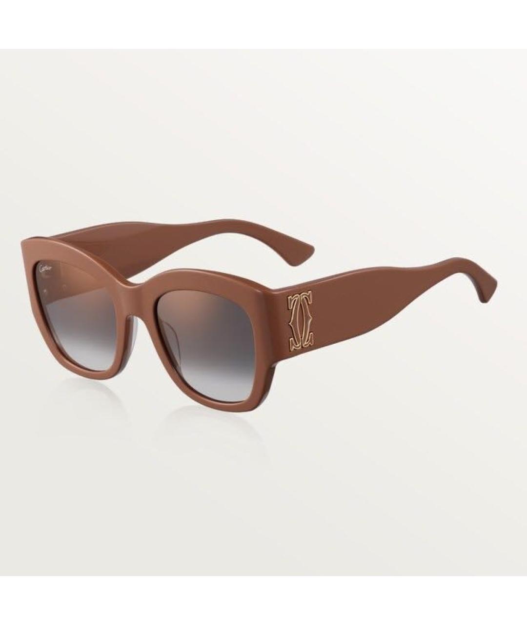CARTIER Коричневые пластиковые солнцезащитные очки, фото 4