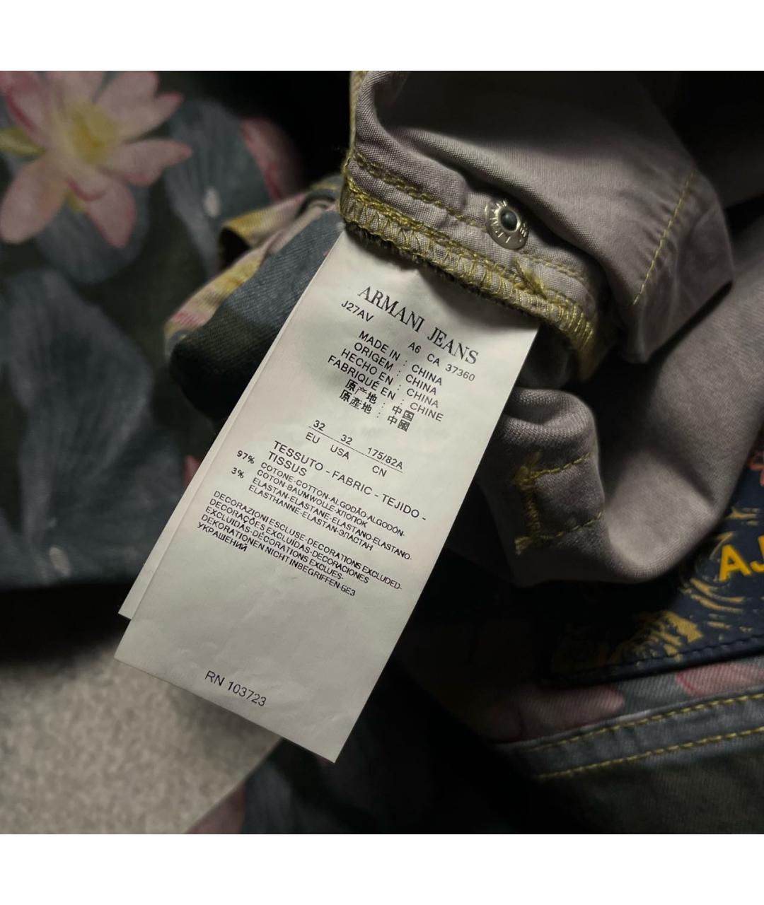 ARMANI JEANS Мульти хлопко-эластановые прямые джинсы, фото 7