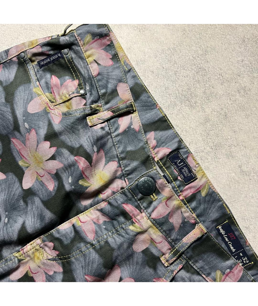 ARMANI JEANS Мульти хлопко-эластановые прямые джинсы, фото 4