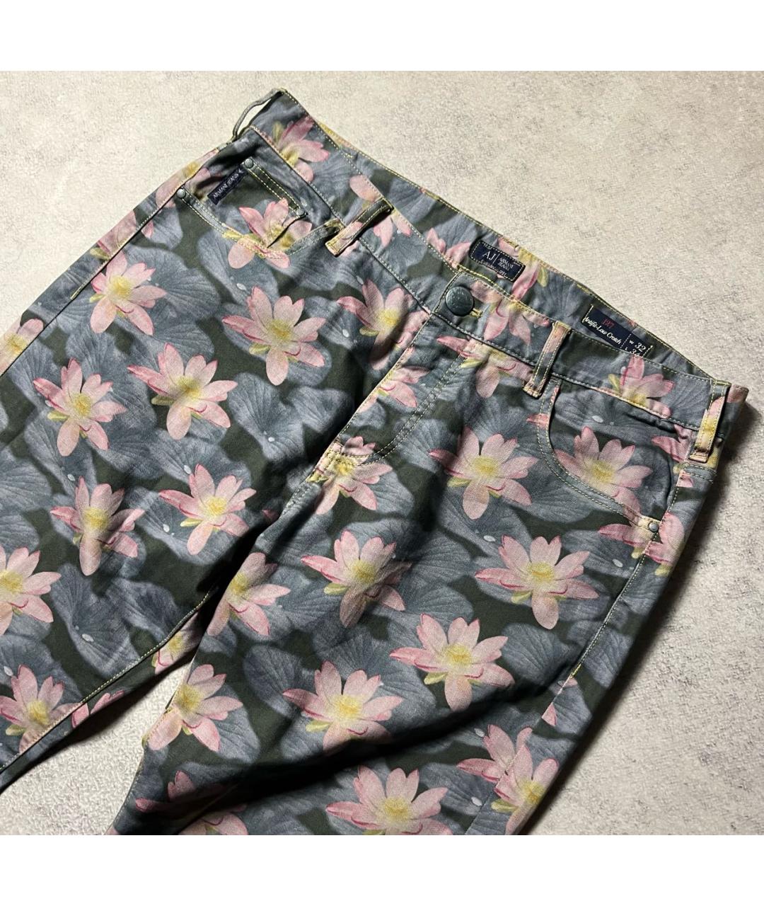 ARMANI JEANS Мульти хлопко-эластановые прямые джинсы, фото 3