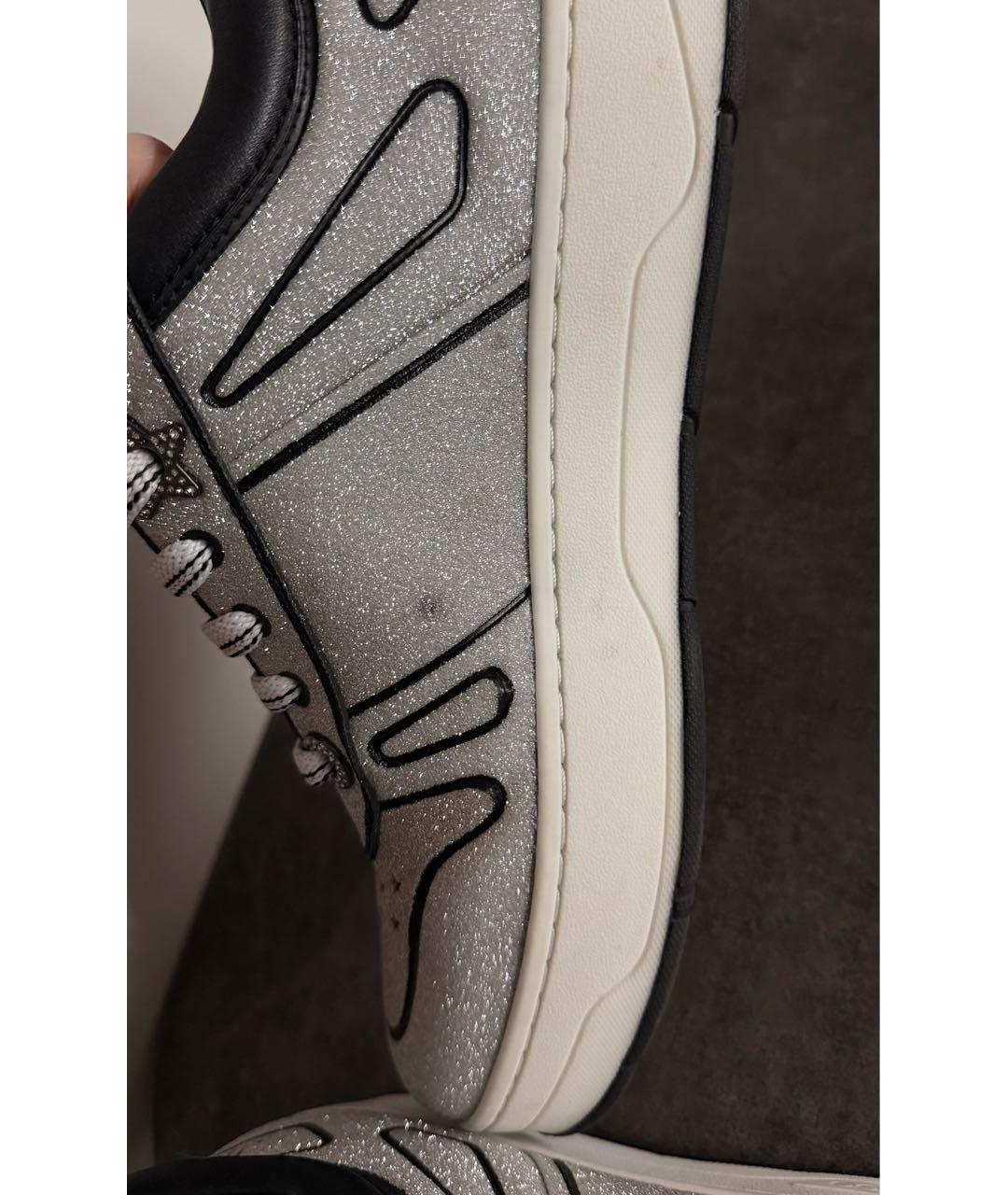 JIMMY CHOO Серебряные кожаные кеды, фото 5