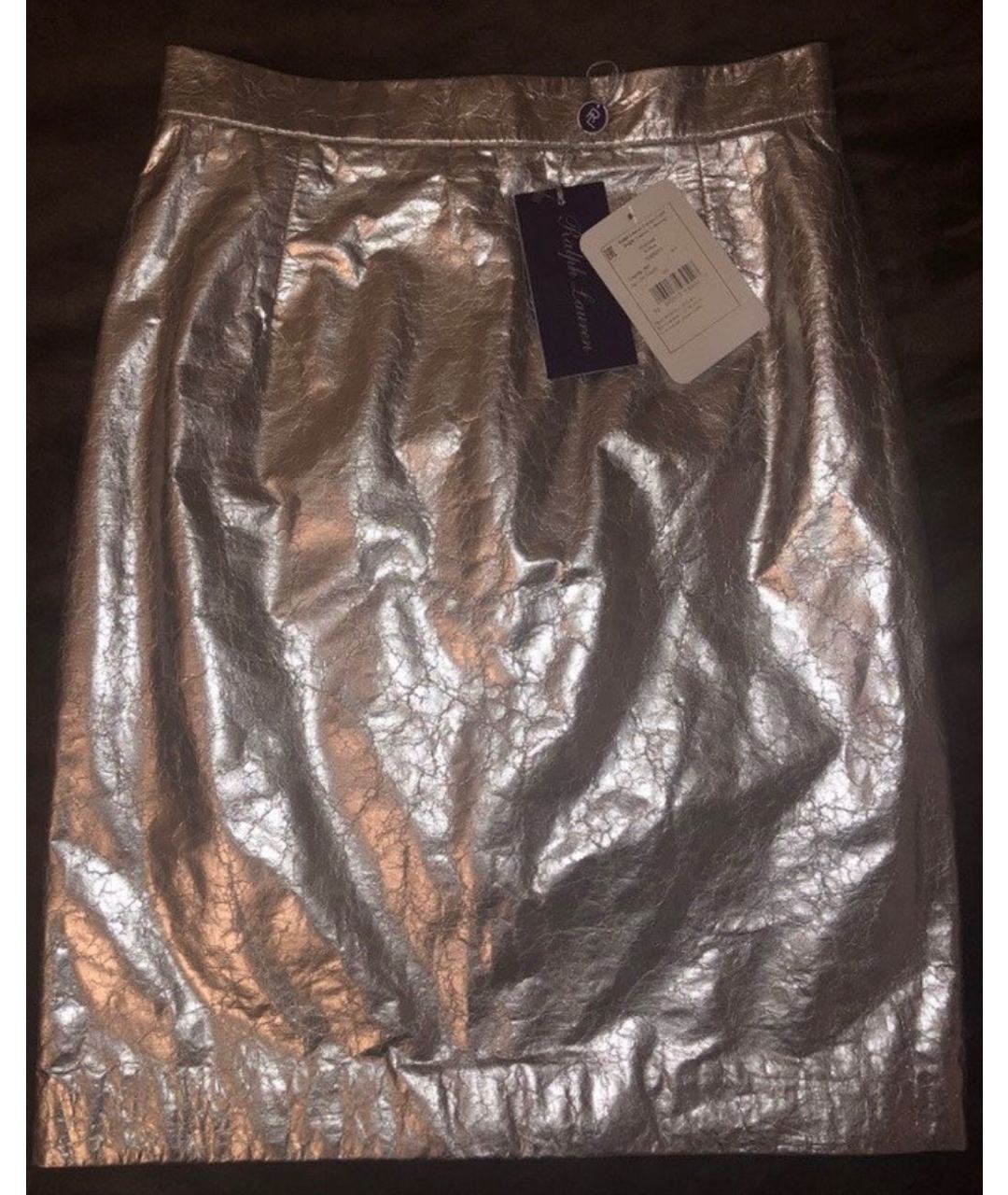 RALPH LAUREN COLLECTION Серебряная кожаная юбка мини, фото 6