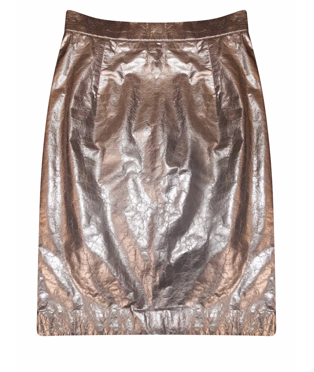 RALPH LAUREN COLLECTION Серебряная кожаная юбка мини, фото 1