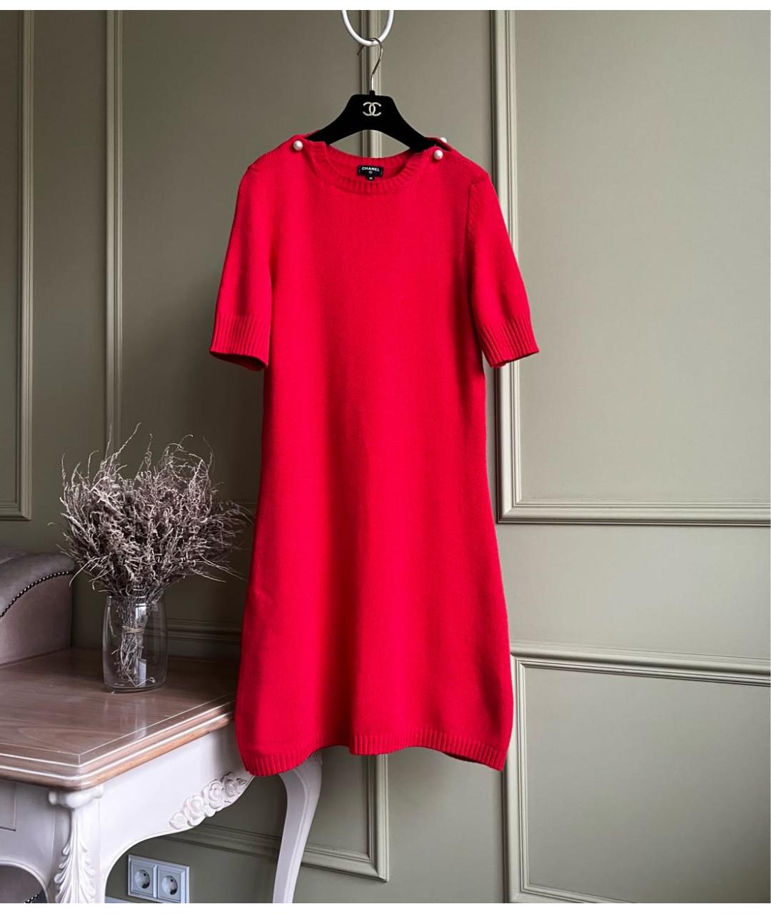 CHANEL Красное кашемировое повседневное платье, фото 9