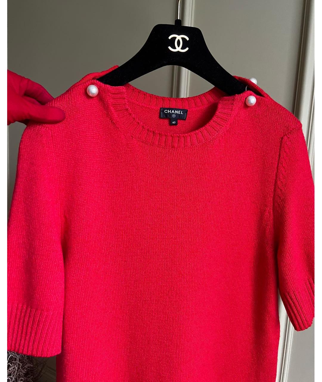 CHANEL Красное кашемировое повседневное платье, фото 2