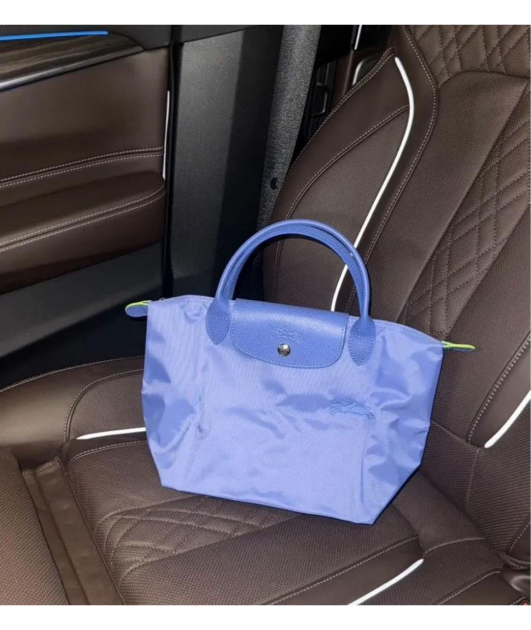 LONGCHAMP Синяя тканевая сумка с короткими ручками, фото 2