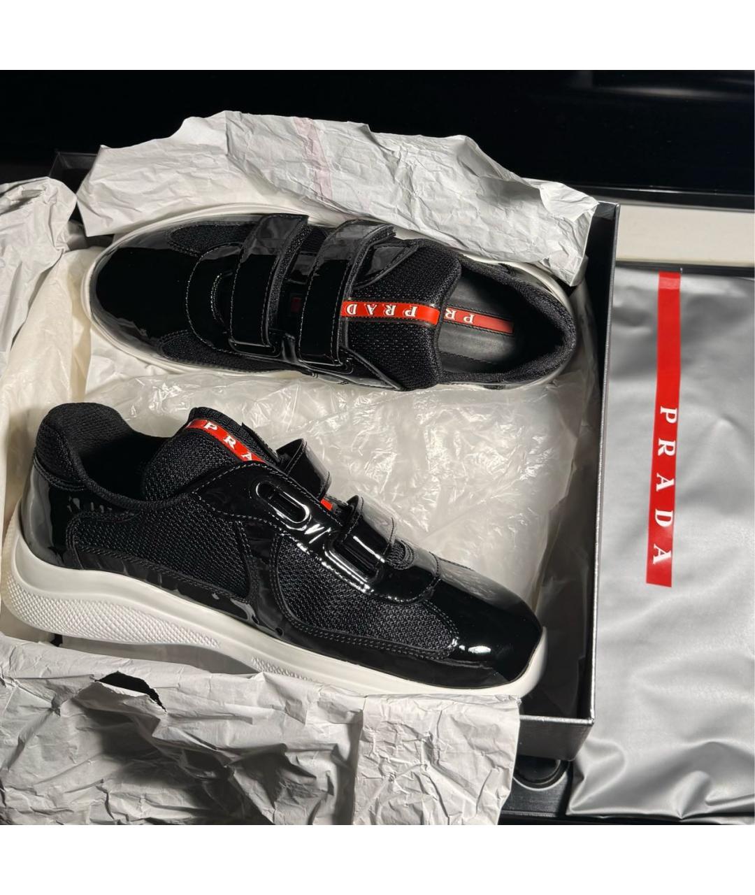 PRADA Черные текстильные кроссовки, фото 5
