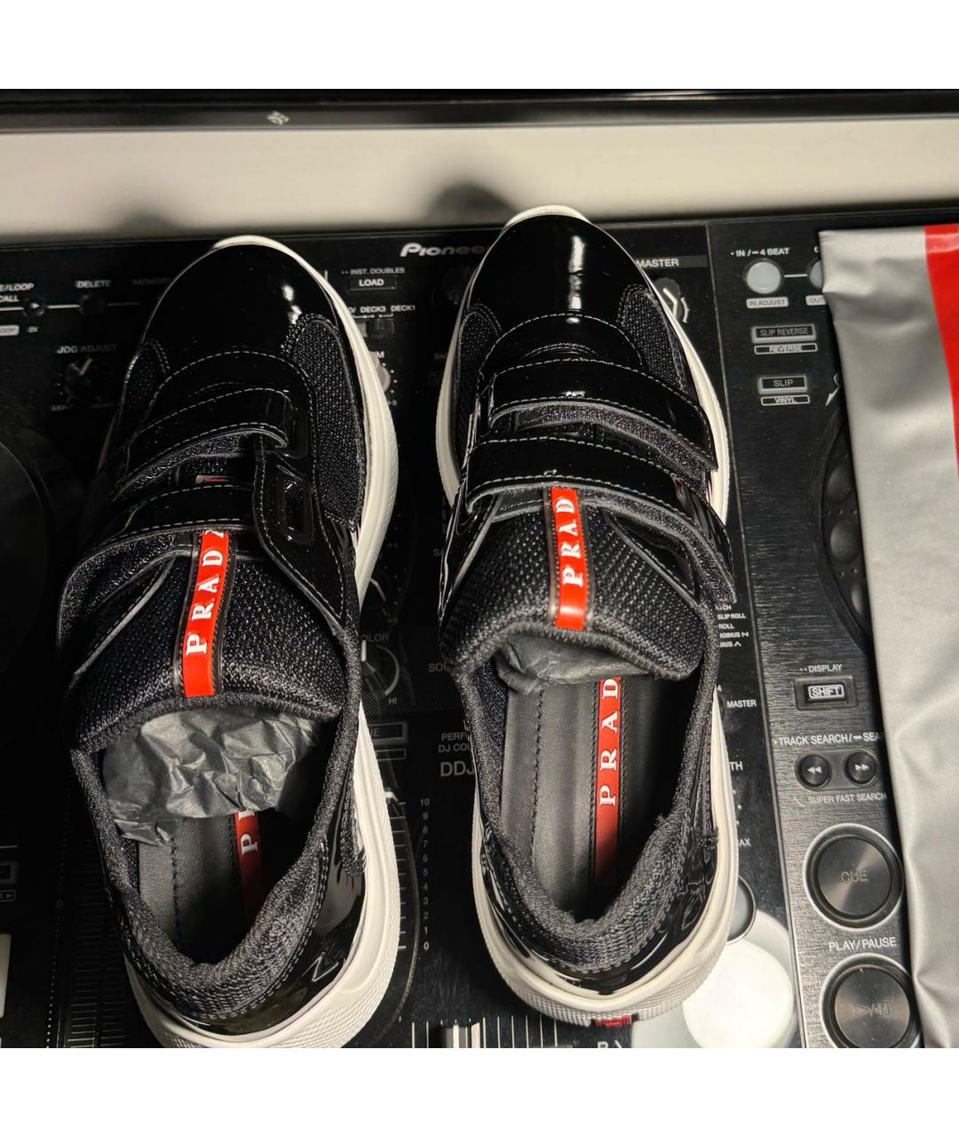 PRADA Черные текстильные кроссовки, фото 3