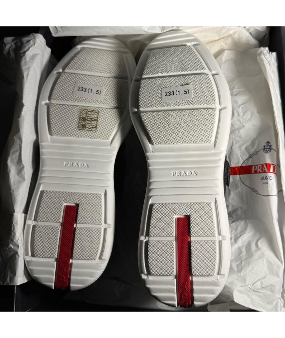 PRADA Черные текстильные кроссовки, фото 2