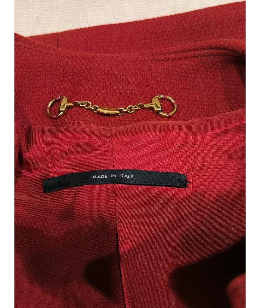 GUCCI Бордовое шерстяное пальто, фото 4