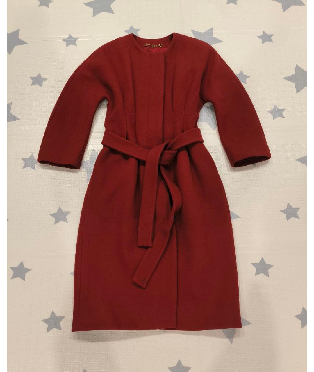 GUCCI Бордовое шерстяное пальто, фото 9