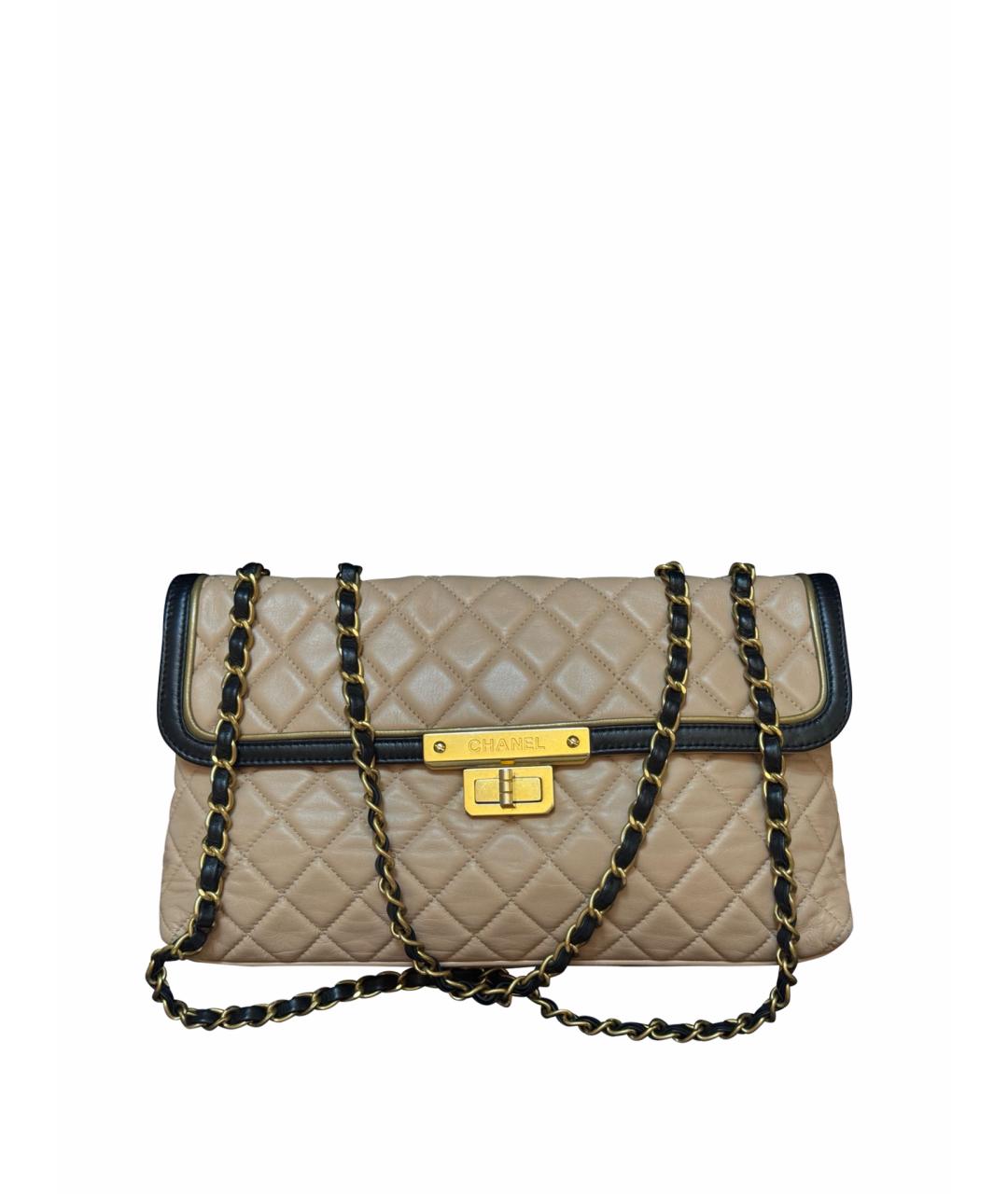 CHANEL Бежевая кожаная сумка через плечо, фото 1