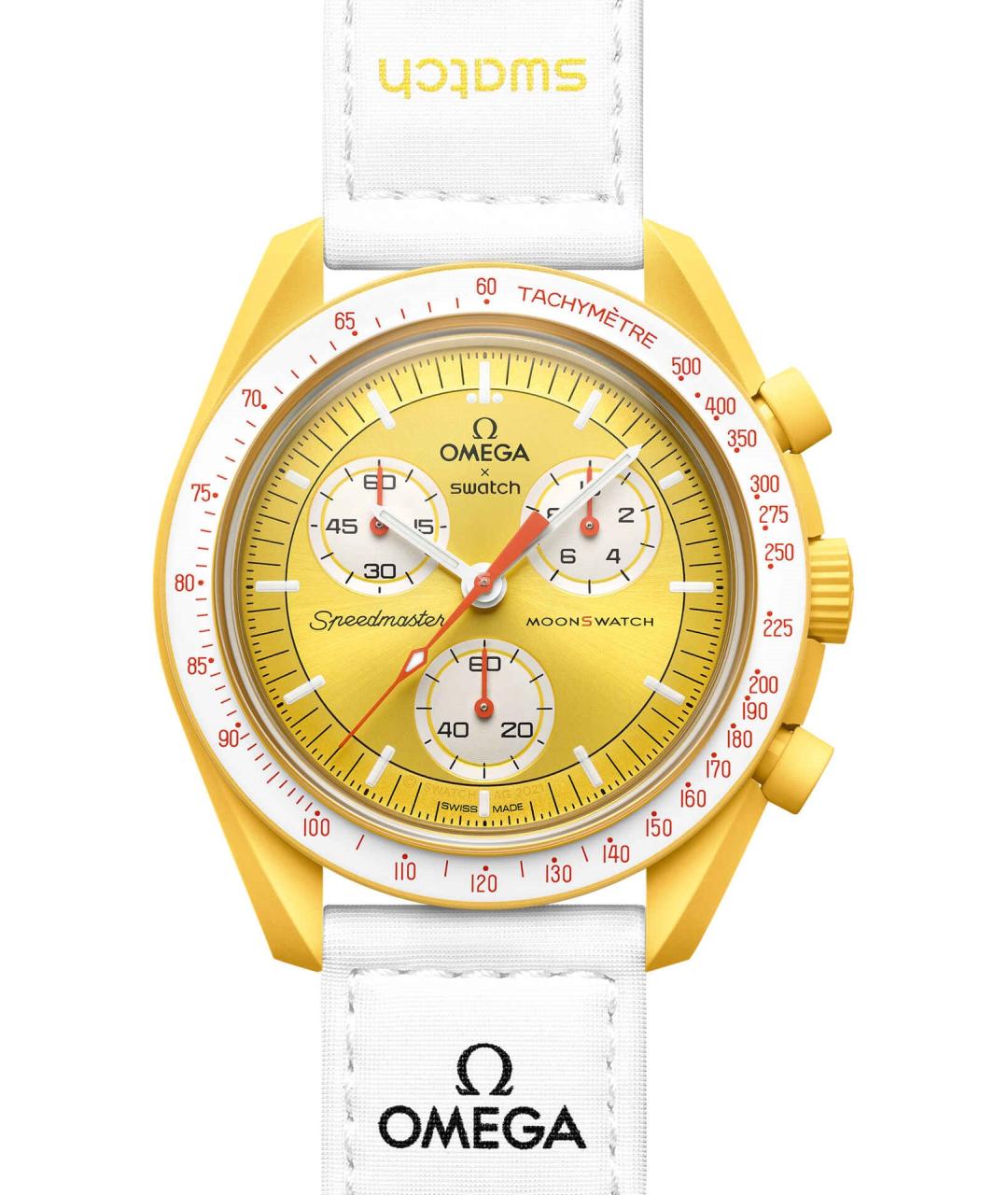 OMEGA Желтые керамические часы, фото 1