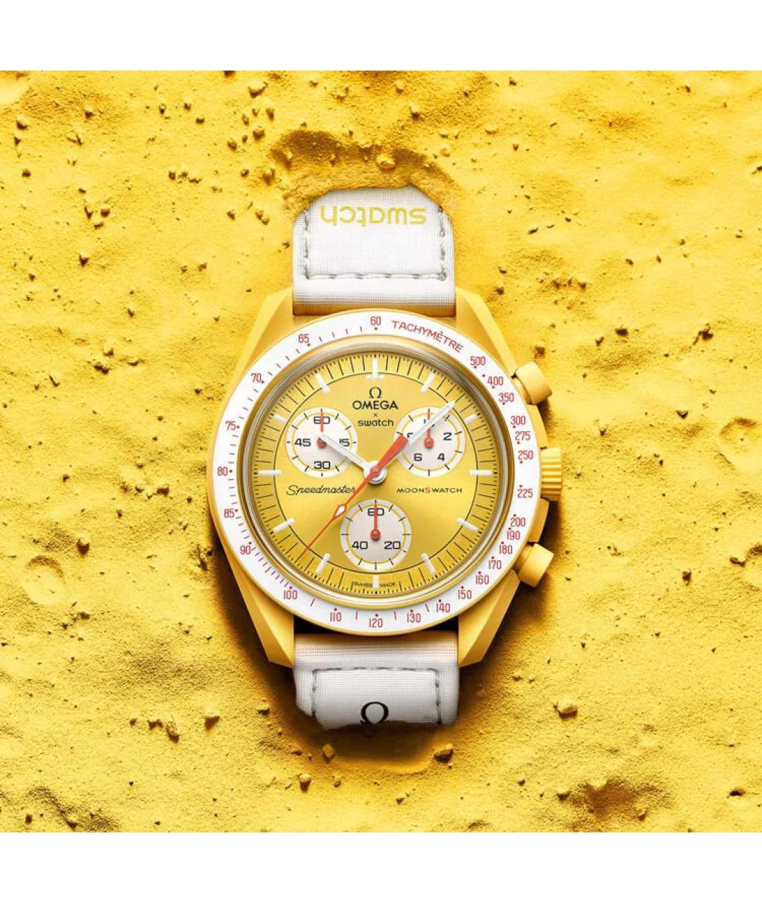 OMEGA Желтые керамические часы, фото 3