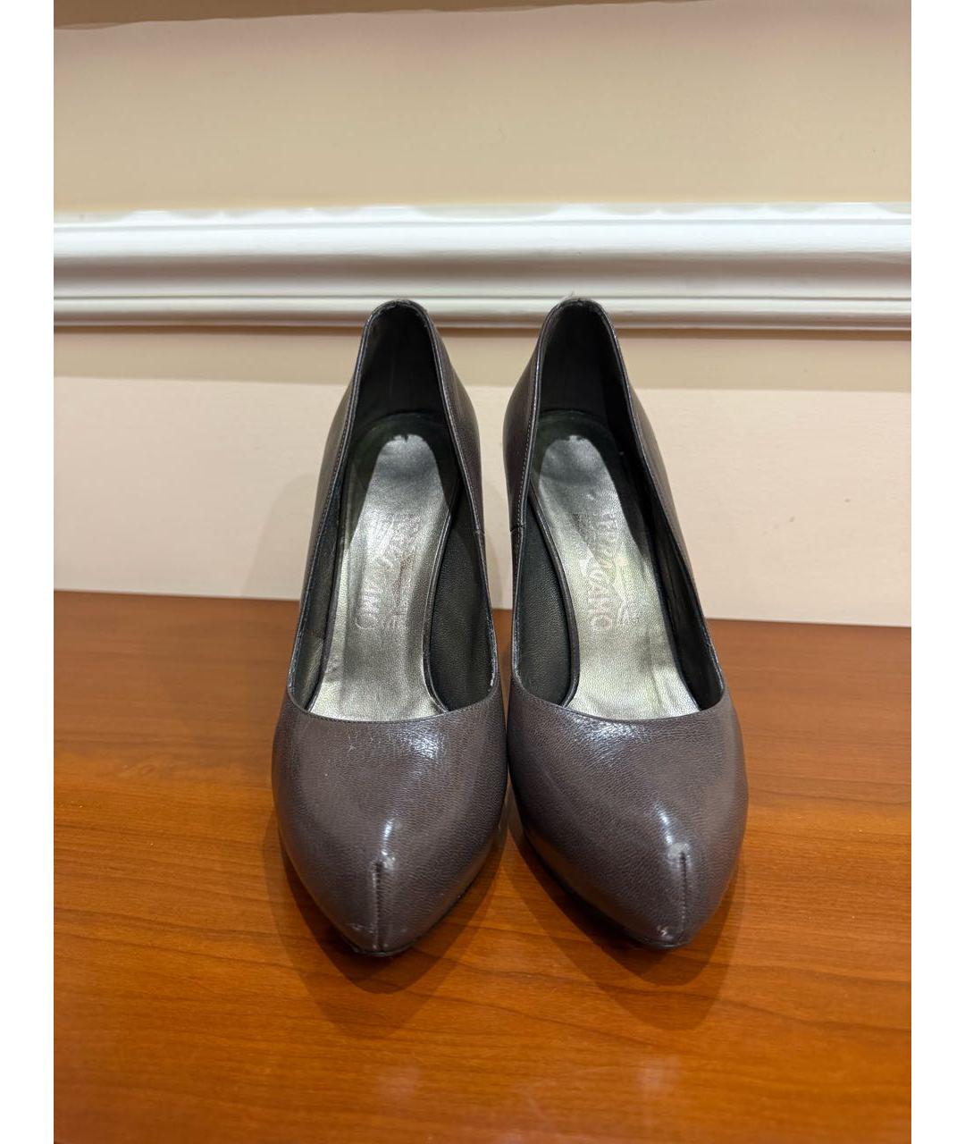 FERRAGAMO Серебряные кожаные туфли, фото 2