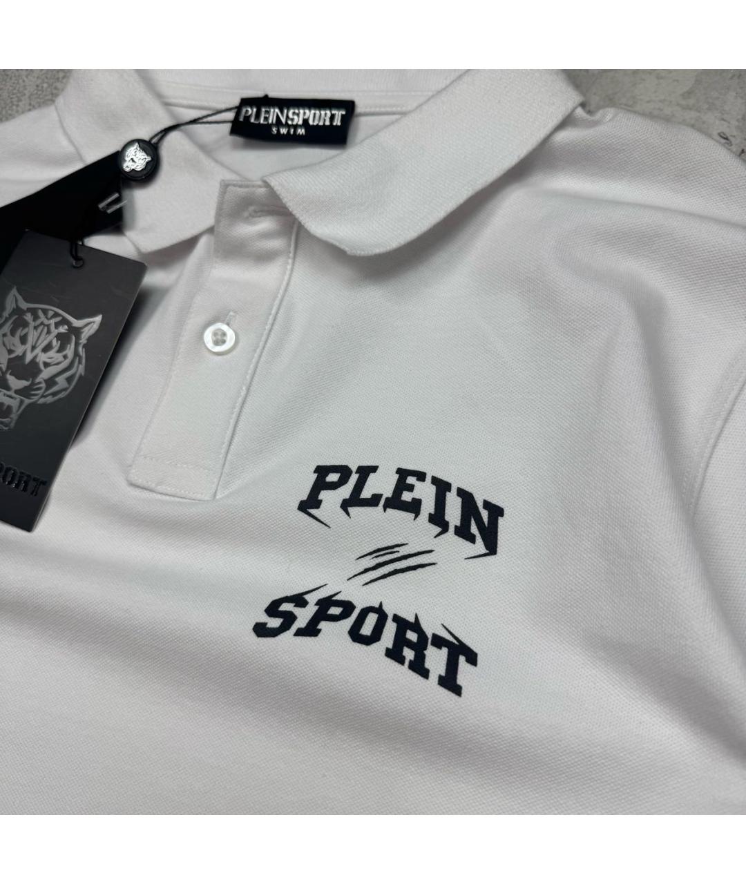 PLEIN SPORT Белое хлопковое поло с коротким рукавом, фото 2