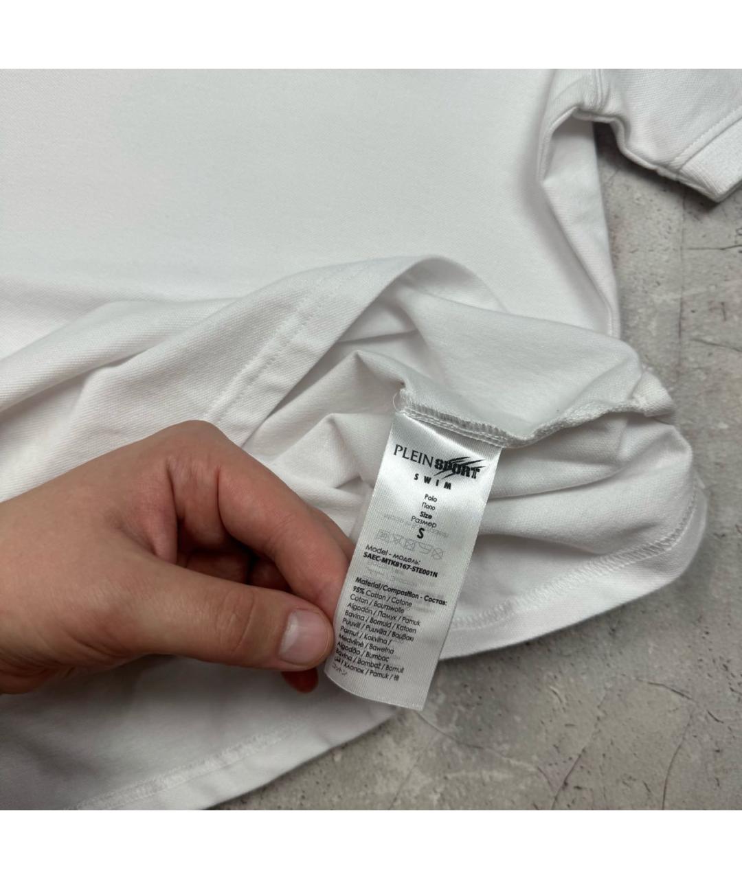 PLEIN SPORT Белое хлопковое поло с коротким рукавом, фото 6